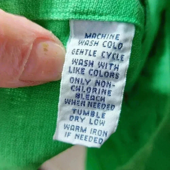 Vtg Polo Ralph Lauren linen blend short sleeve shirt Kelly Green Sz L - Picture 7 of 13